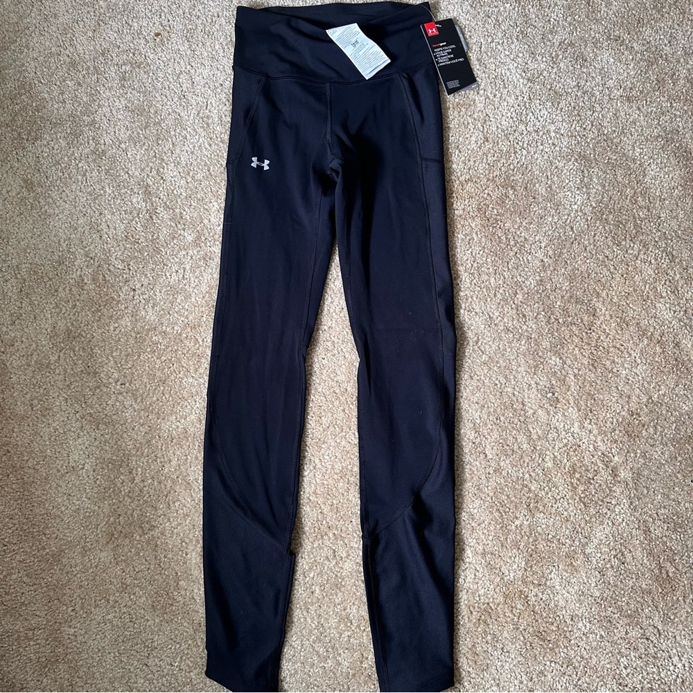 NWT UA HEATGEAR Under armour black black mesh legging zipper